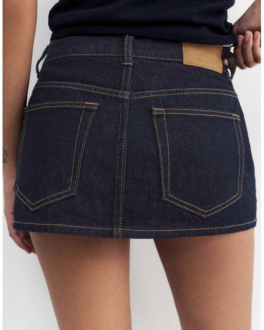 Pull&Bear Blue Denim Crossover Skort