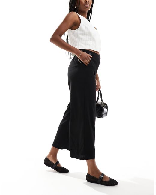 Vero Moda Black Jersey Pull On 7/8 Trouser With Button Waist Detail