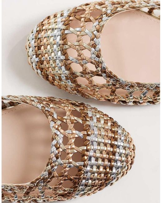 Raid White Hanne Woven Slingback Ballet Flats