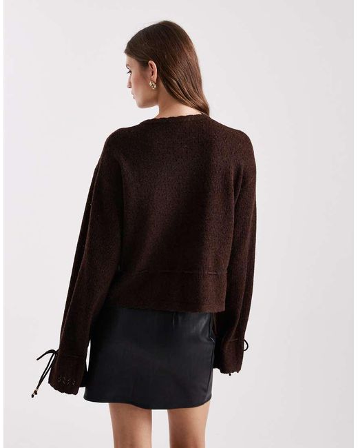 Miss Selfridge Brown Cosy Peplum Hem Cardigan