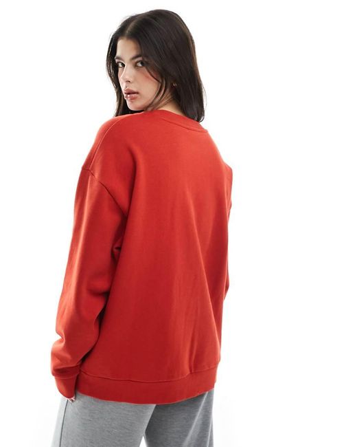 ASOS Red Oversized Sweatshirt With Running Club Graphic