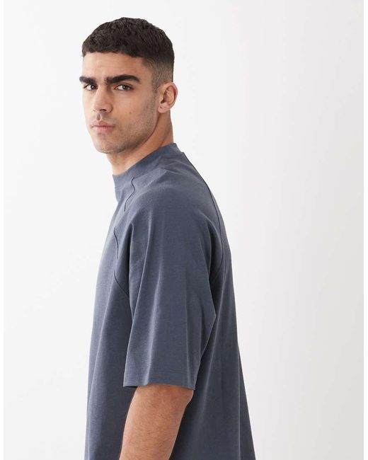 ASOS Blue Circular Design Collection Super Heavyweight Oversized Raglan T-Shirt for men