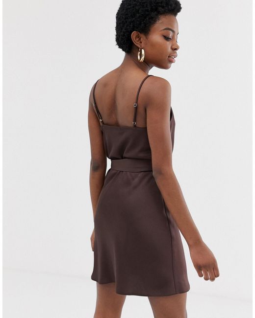 river island slip dress with cowl neck in red