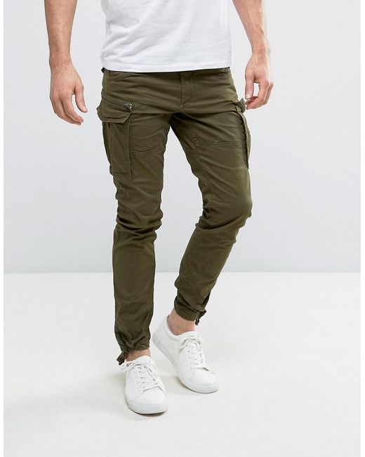 Jack & Jones Cotton Intelligence Slim Fit Cargo Pant in Green for Men | Lyst