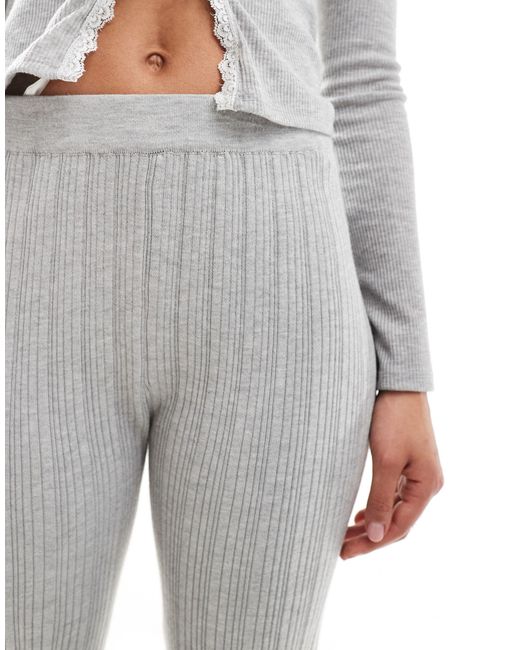In The Style White X Perrie Sian Exclusive Rib Knitted Flare Trouser