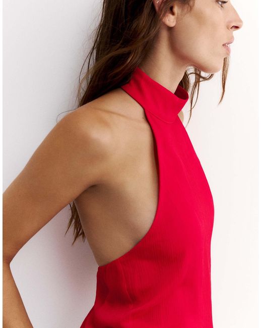 Top dos nu fluide Pull&Bear en coloris Red