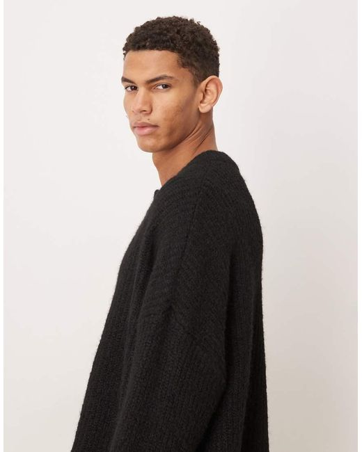 ASOS Blue Super Oversized Knitted Crew Neck Cardigan for men
