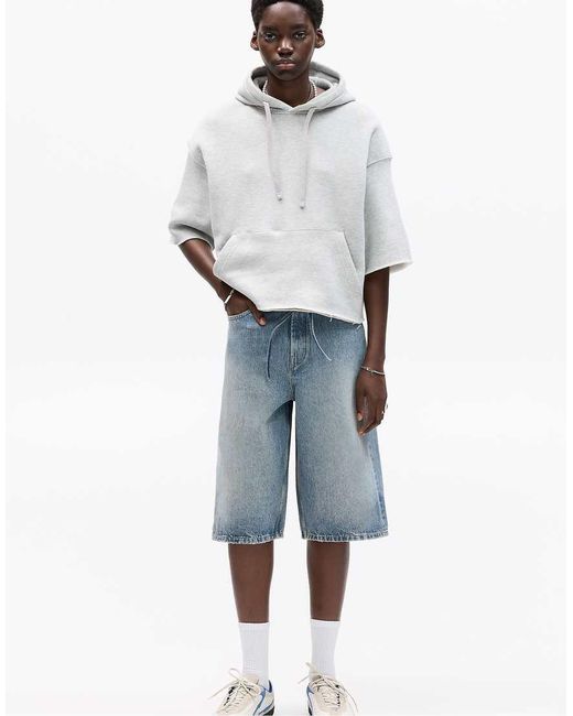 Pull&Bear Gray Loose Fit Star Jorts for men