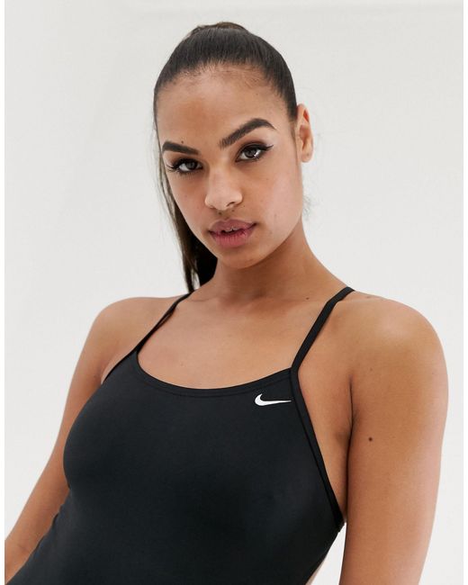 nike cut out swimsuit black