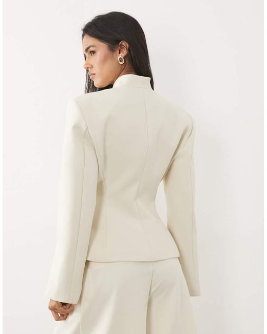Miss Selfridge Natural Cropped Collarless Blazer