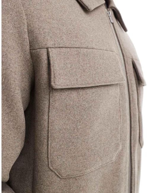Jack & Jones Natural Wool Mix Cropped Jacket With Pockets for men