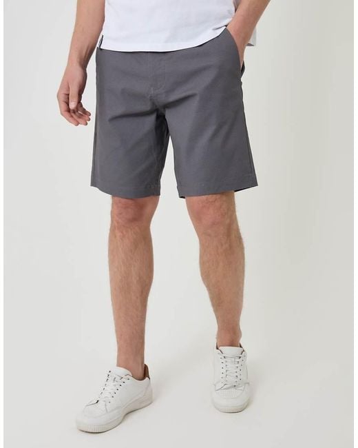 Threadbare Gray Patterned Stretch Chino Shorts With Belt for men