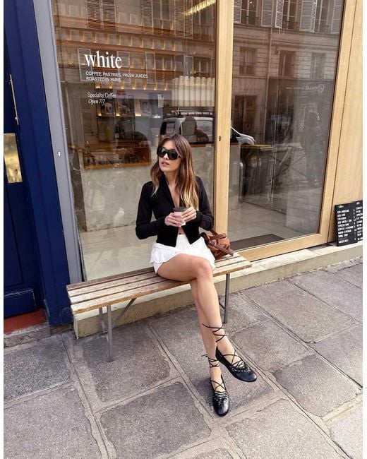 Bershka White Textured Boho Skort