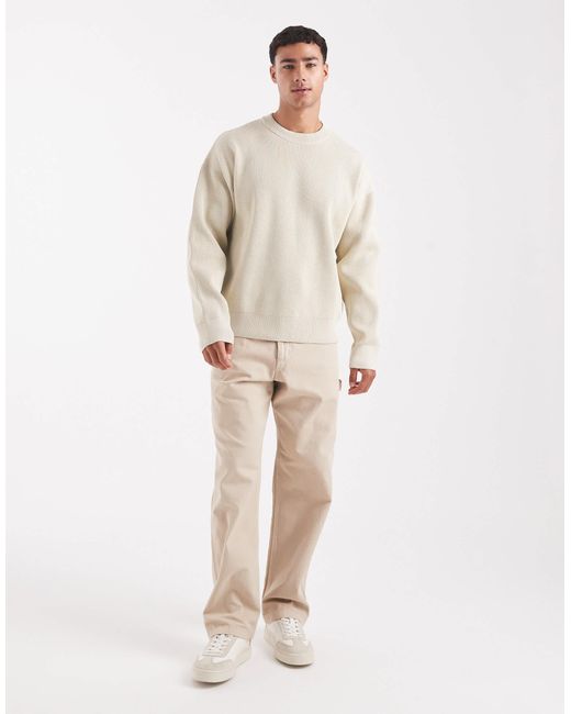 Jack & Jones Natural Oversized Knitted Ribbed Jumper for men