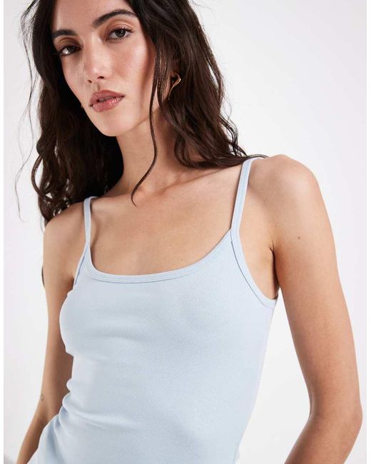ASOS Blue Scoop Neck Cami With Elastic Straps