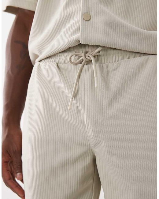 Only & Sons Gray Plisse Shorts Co-ord for men