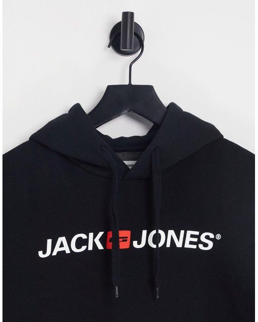 Jack & Jones Black Essentials Logo Hoodie for men