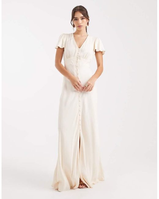 Maids To Measure Natural Bridesmaid Button Front Maxi Dress