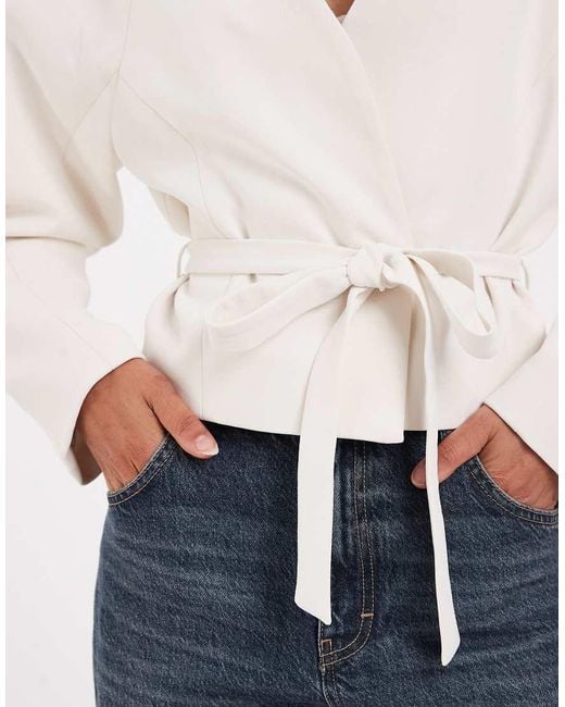 ASOS Blue Cropped Rounded Shoulder Blazer