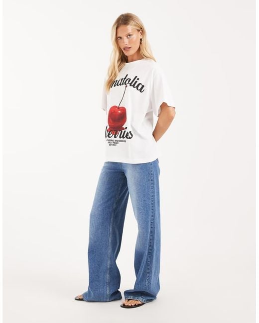 ASOS White Oversized T-Shirt With Anatolia Cherries Graphic