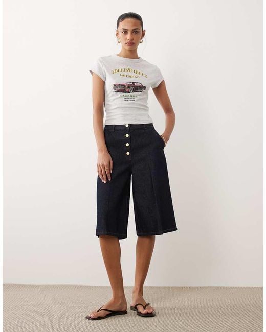 ASOS White Short Sleeve Baby Tee With Vintage Car Graphic