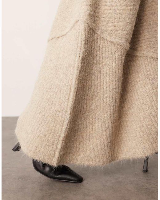 ARRANGE Natural Constrast Stitch Knit Exposed Seam Midi Skirt