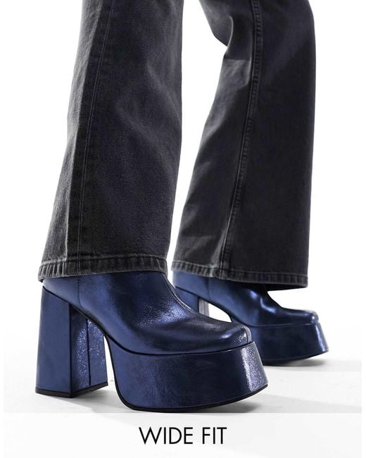 ASOS Black High Heeled Platform Boot for men
