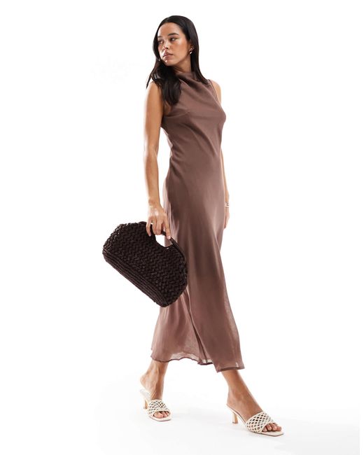Robe sans manches mi-longue à encolure montante - moka Brave Soul en coloris Brown