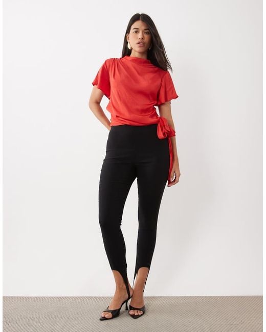 ASOS Red Satin Wrap Waist Blouse