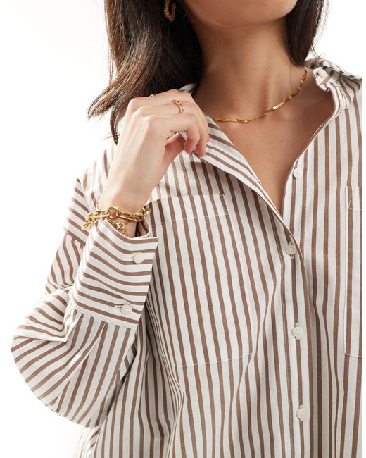Chemise longue et oversize à rayures - marron/blanc Pimkie en coloris Natural