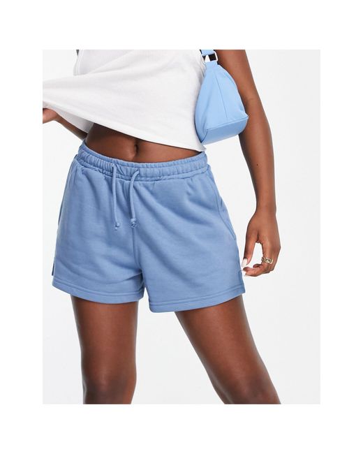 Weekday Essence Cotton Jersey Shorts in Blue Lyst