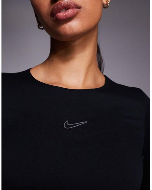 Nike Black Nike One Training Long Sleeve Fitted Top