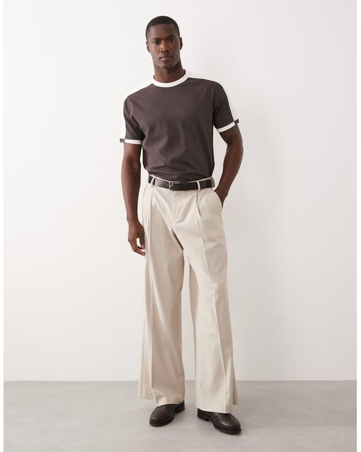 ASOS Brown Heavyweight Regular Fit T-Shirt With Contrast Panel for men