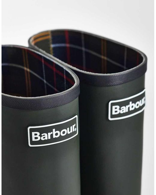Barbour Black Abbey Tall Wellington Boot With Logo Detail