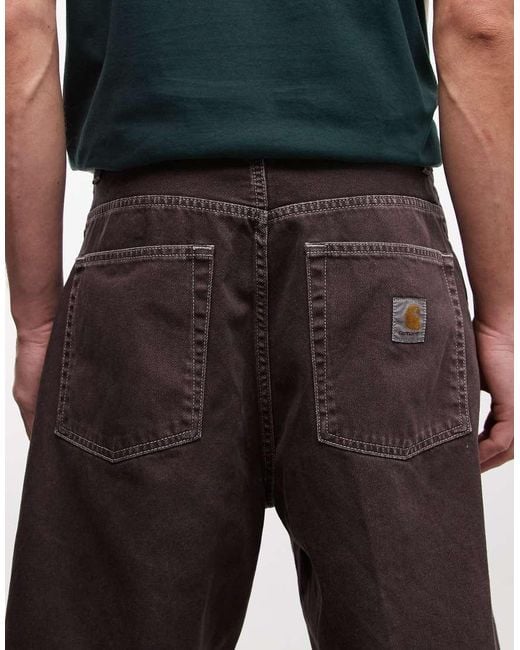 Carhartt White Brandon Loose Fit Denim Shorts for men