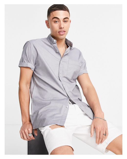 TOPMAN Short-sleeved Oxford Shirt in 
