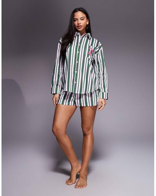 Juicy Couture Blue Co-ord Logo Long Sleeve Pyjama Shirt