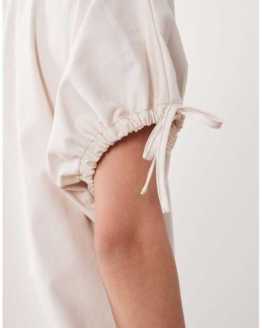 ASOS Pink Crew Neck Mini Dress With Tie Sleeve Detail