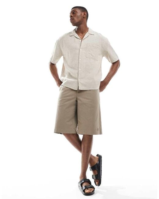 Only & Sons White Linen Mix Relaxed Resort Shirt for men