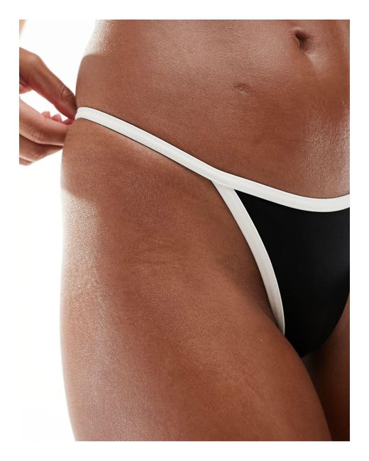 Mix and match - tanga bikini nero con bordi a contrasto di ASOS in White