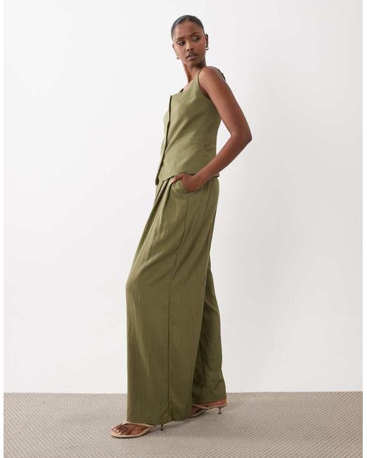 ASOS Green Tailored Floaty Skinny Waistband Triple Pleat Pants
