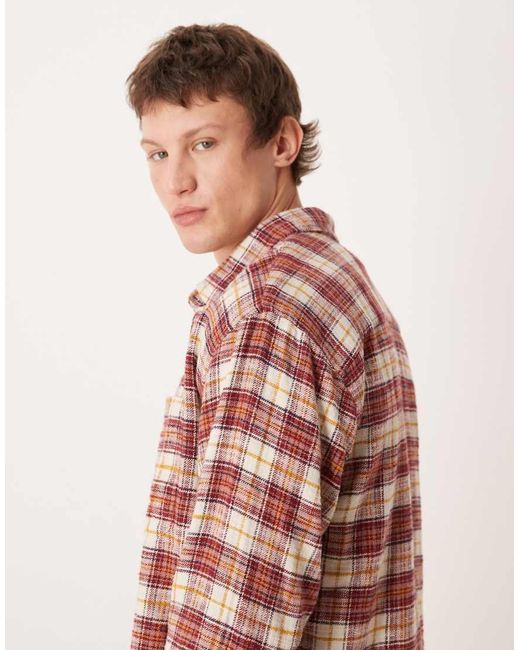 Abercrombie & Fitch Red Long Sleeve Flannel Shirt for men