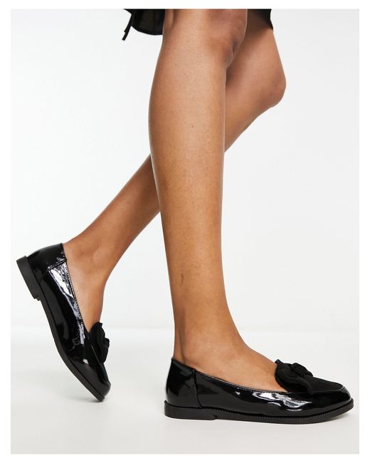 New Look Black Patent Bow Loafers