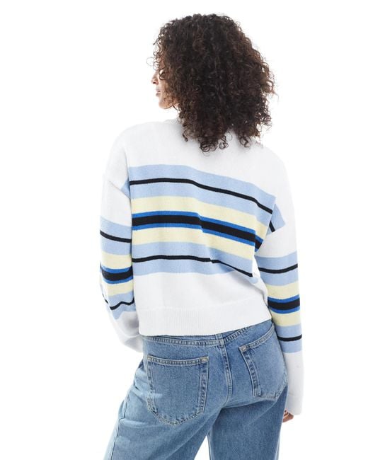 ASOS Blue – boxy-fit-strickjacke mit en streifen