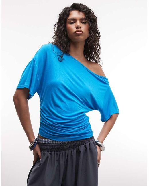 Collusion Blue Off Shoulder Drapey Top