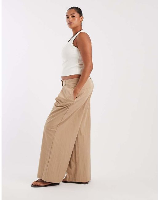 ASOS Natural Curve Tailored Double Belt Detail Wide Leg Trouser