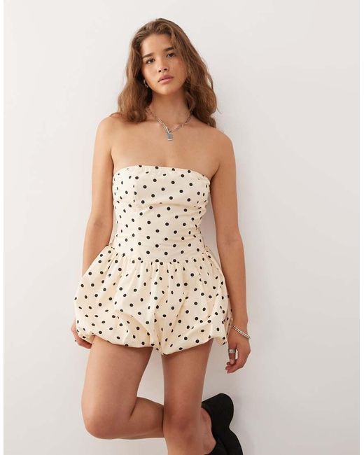 Reclaimed Vintage Natural Bandeau Puffball Mini Dress