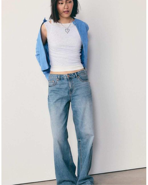 Stradivarius Gray Double Layer T-shirt