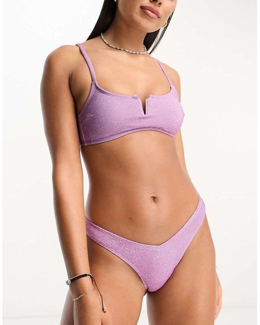 New Look Bikinitopje Met Lage Ronde Hals in het Pink