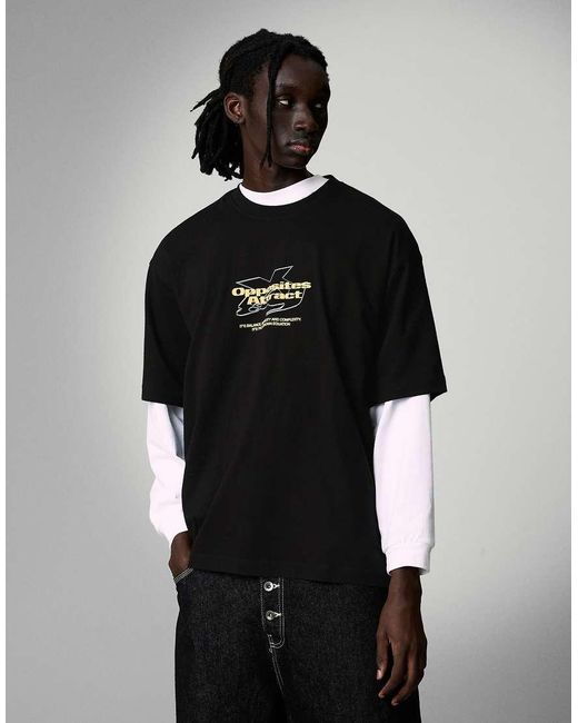 Bershka Black Short Sleeve Print T-Shirt for men